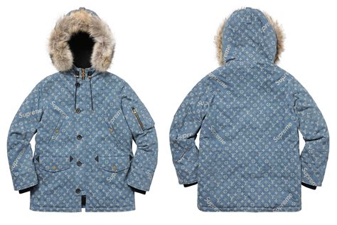 louis vuitton supreme parka blue|Meer.